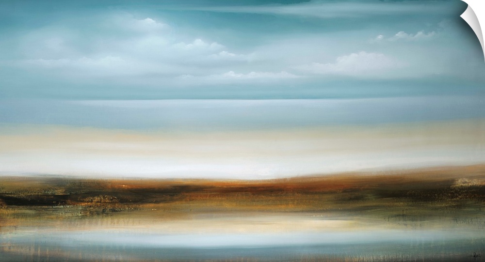 A contemporary abstract painting of a smooth blue horizon.