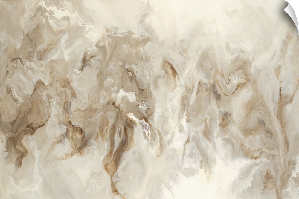 Neutral colored hues marbling together in this large abstract painting.