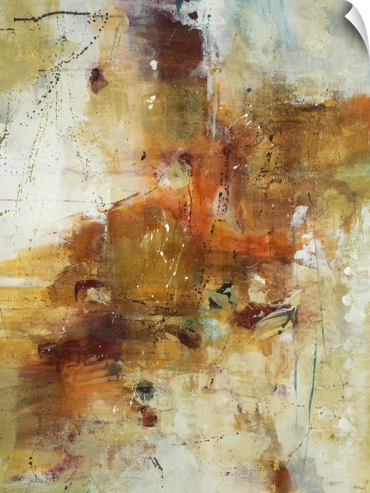 A contemporary abstract painting using a mash up of earth tones.