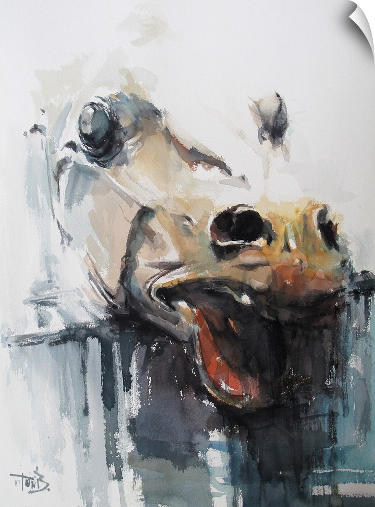 This contemporary artwork features expressive emotion with fragmentary brush strokes and robust colors. This horse's head ...