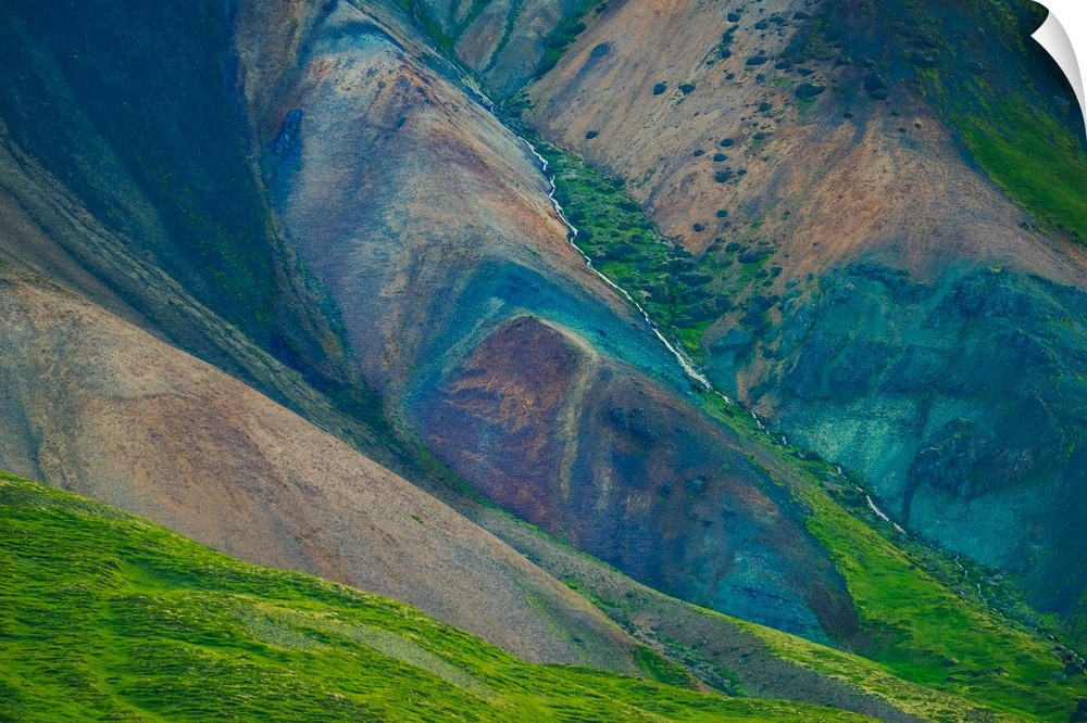 Colorful ridges in the mountains of Snaeflesnes National Park, Iceland.