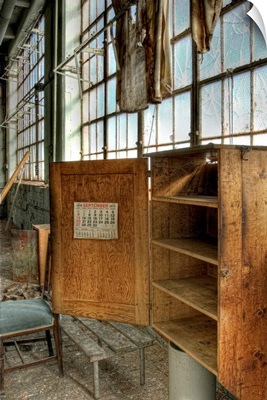 A deserted factory building with calender