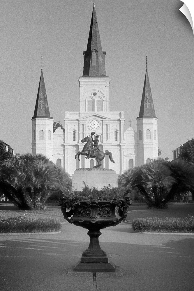 A shot of the famous St. Louis Cathedral in New Orleans, LA - taken in Black and White