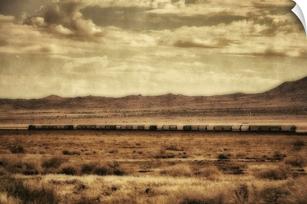 A train in the Mohave desert, Arizona, Usa