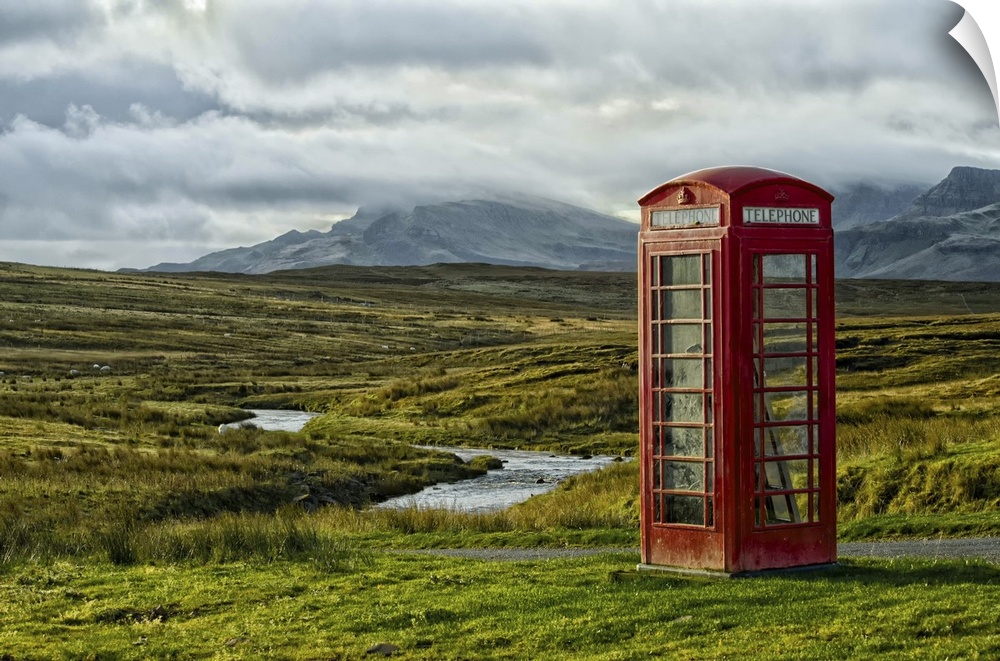 Telephone kiosk in remote location in Scotland, UK.
