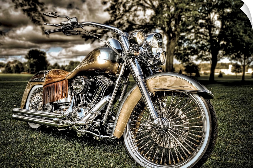 HDR photograph of a custom Harley Davidson Motorcycle.