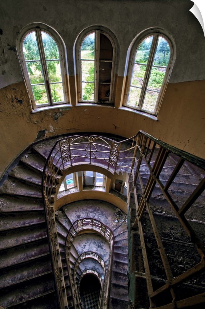 Abandoned hospital in East Germany with stairwell