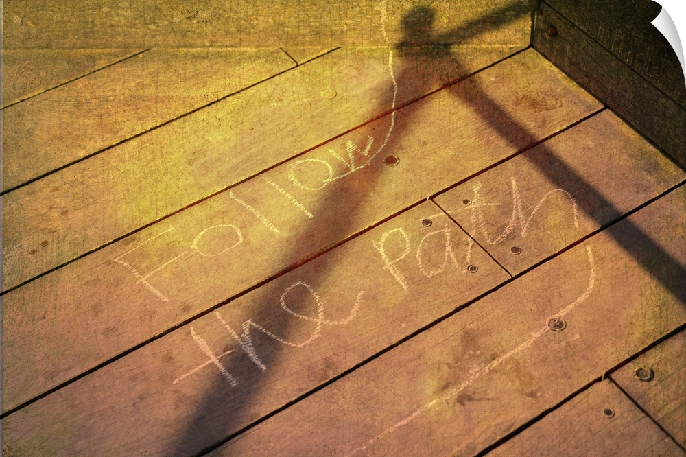 Follow the path written in chalk on the promenade in Littlehampton in England.