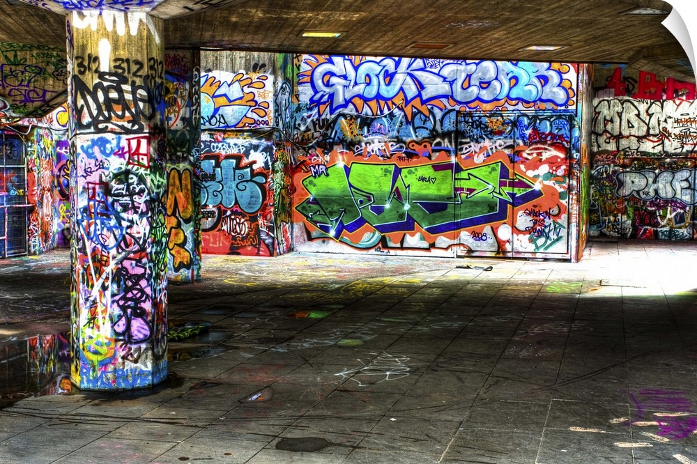 Graffiti in an underground building
