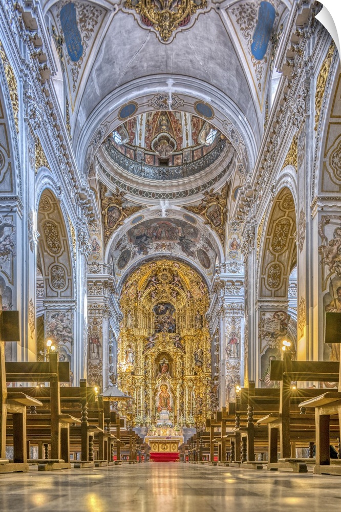 Nave and high altar, Magdalena church, Seville, Spain.