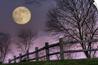 November Moon rising over hill at Inn at Cedar Falls in Hocking Hills