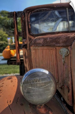 Scarecrow and Pumpkins in old truck at Grandmas Gardens in Springboro, Ohio