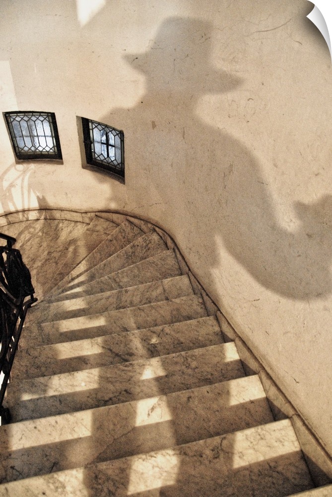 Shadows on a staircase of a male figure