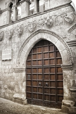 The main entrance of the Duke's Tavern in Popoli, Abruzzo, Italy