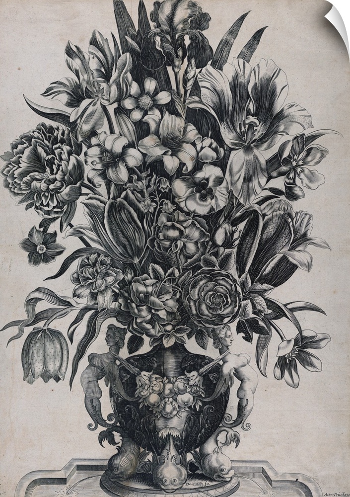 Frech floral engraving on paper.