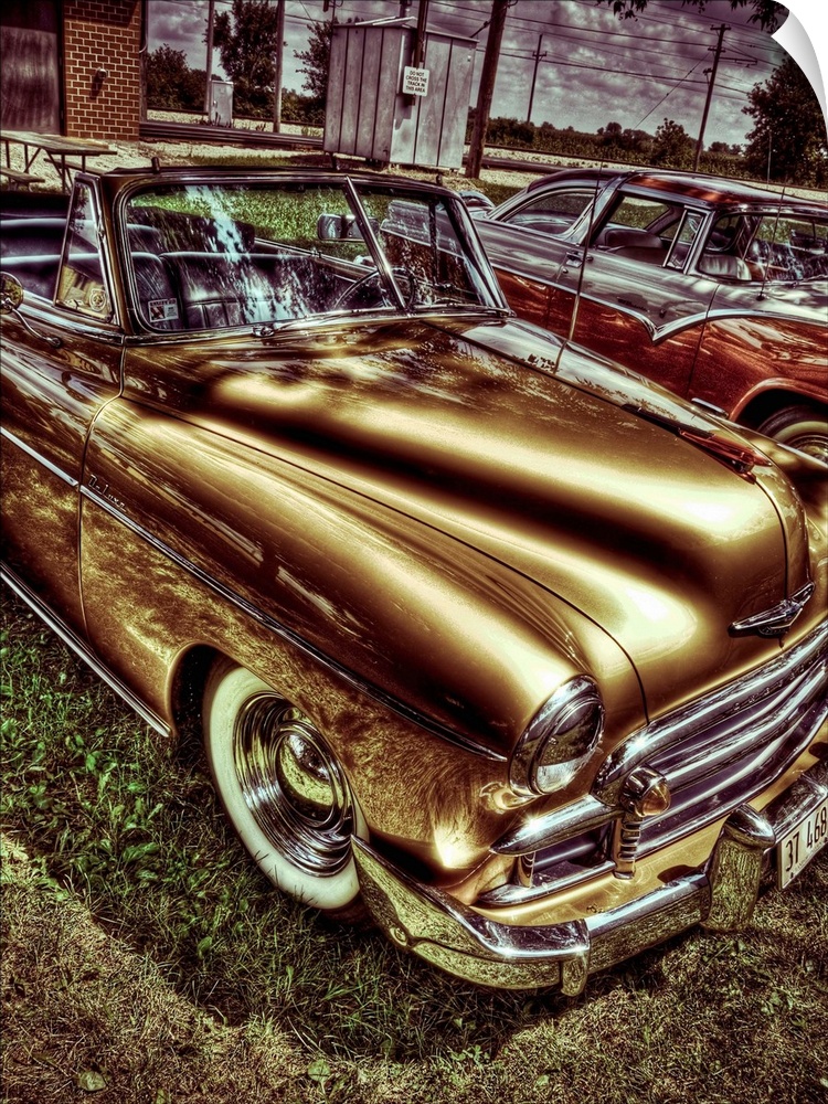 Vintage autos from a car show at the Illinois Railway Museum in HDR