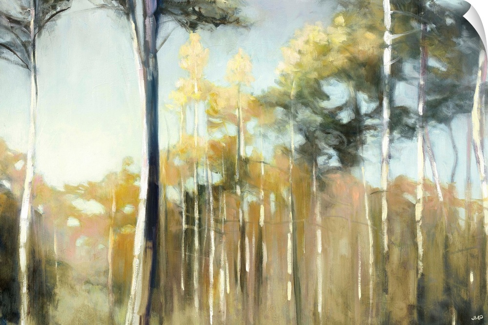 Contemporary painting of an aspen forest canopy.