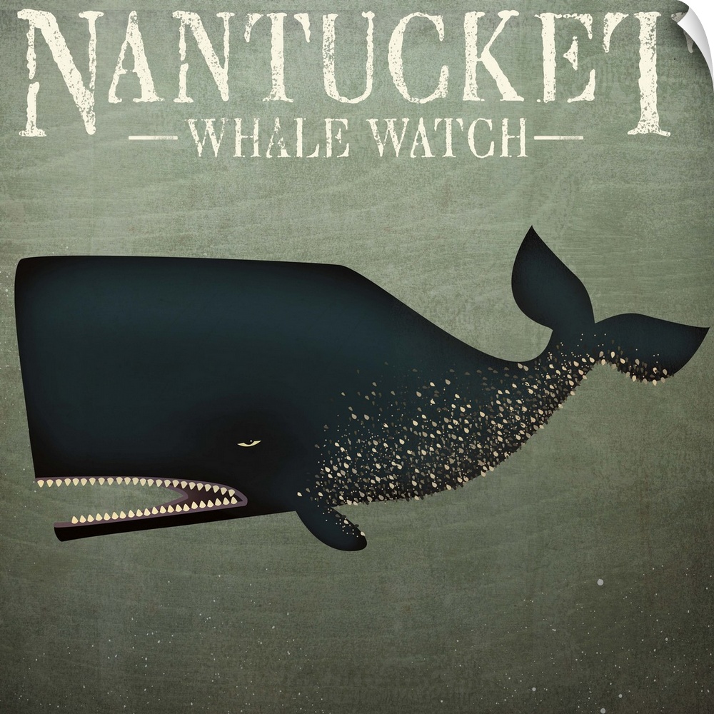 A large spotted whale with the words "Nantucket - Whale Watch."