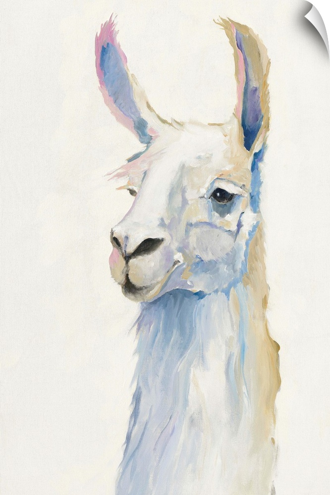 Pastel portrait of a cute llama.