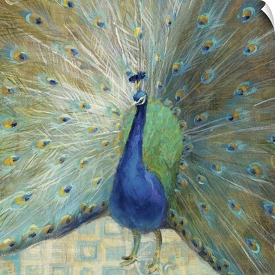 Blue Peacock on Gold