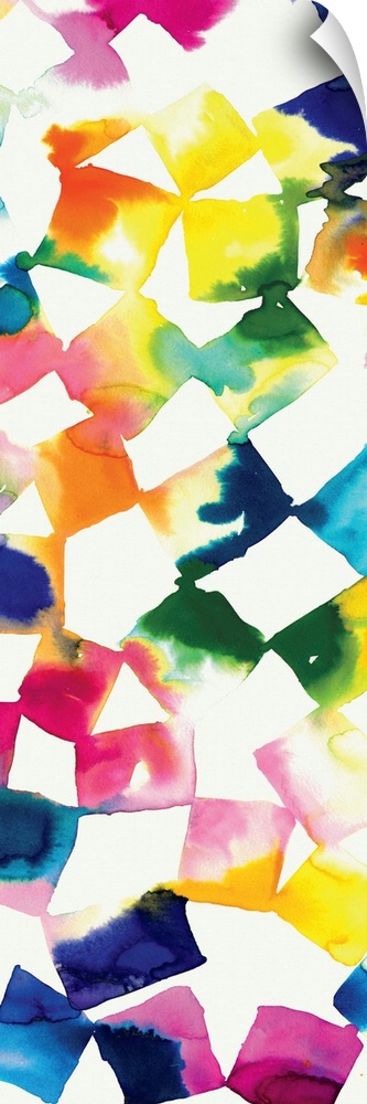 Colorful abstract artwork of square shapes in bright rainbow colors.