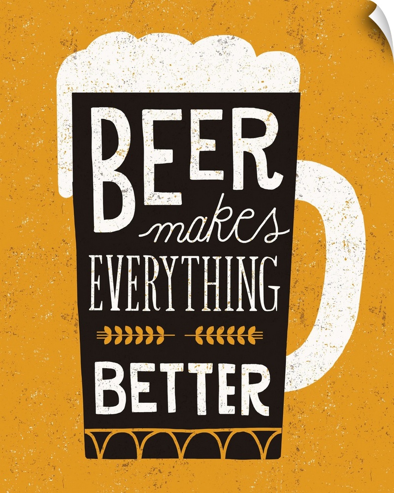 Fun typography artwork in the shape of a beer mug.