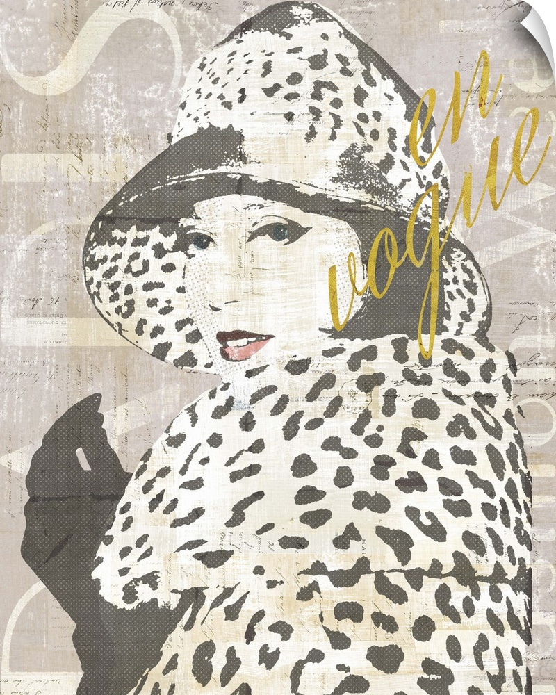 Paris Fashion Week collage in gray, black, and white with "en vogue" written in gold a sparkle font.