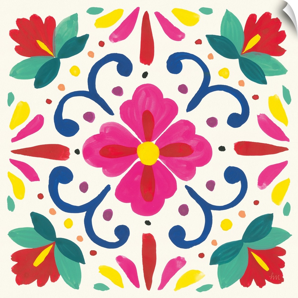 Floral Fiesta White Tile VII