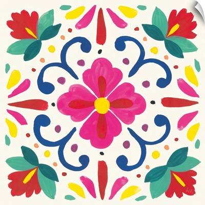 Floral Fiesta White Tile VII