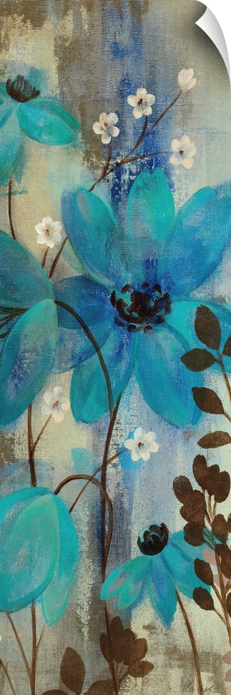 Contemporary painting of flowers close-up in the frame of the image.