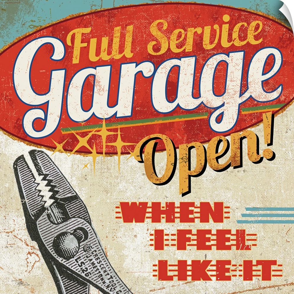 This retro inspired, square wall art with midcentury typography is the perfect decorative accent for a gearhead with a sen...