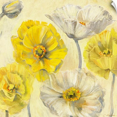 Gold and White Contemporary Poppies II
