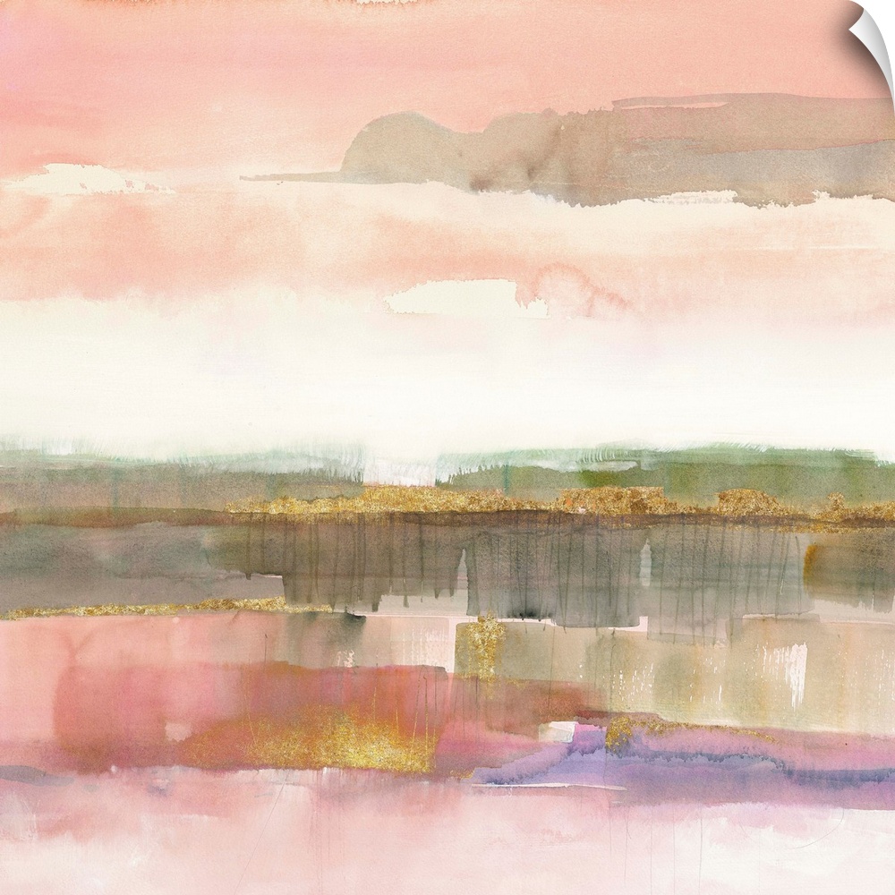 Pastel watercolor abstract in pink and grey.