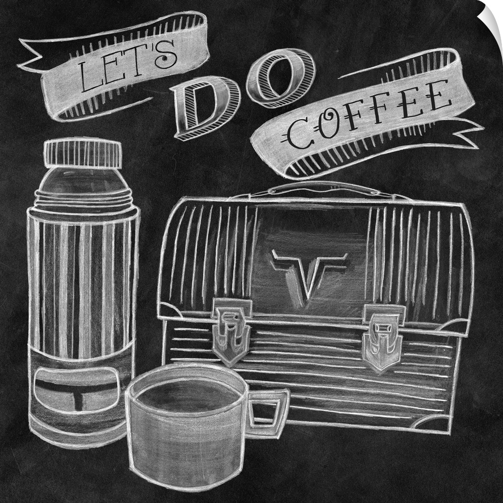 "Let's Do Coffee" square retro illustration