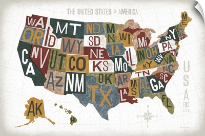 Letterpress USA Map