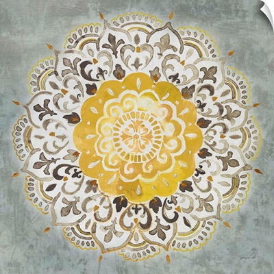 Mandala Delight IV Yellow Grey