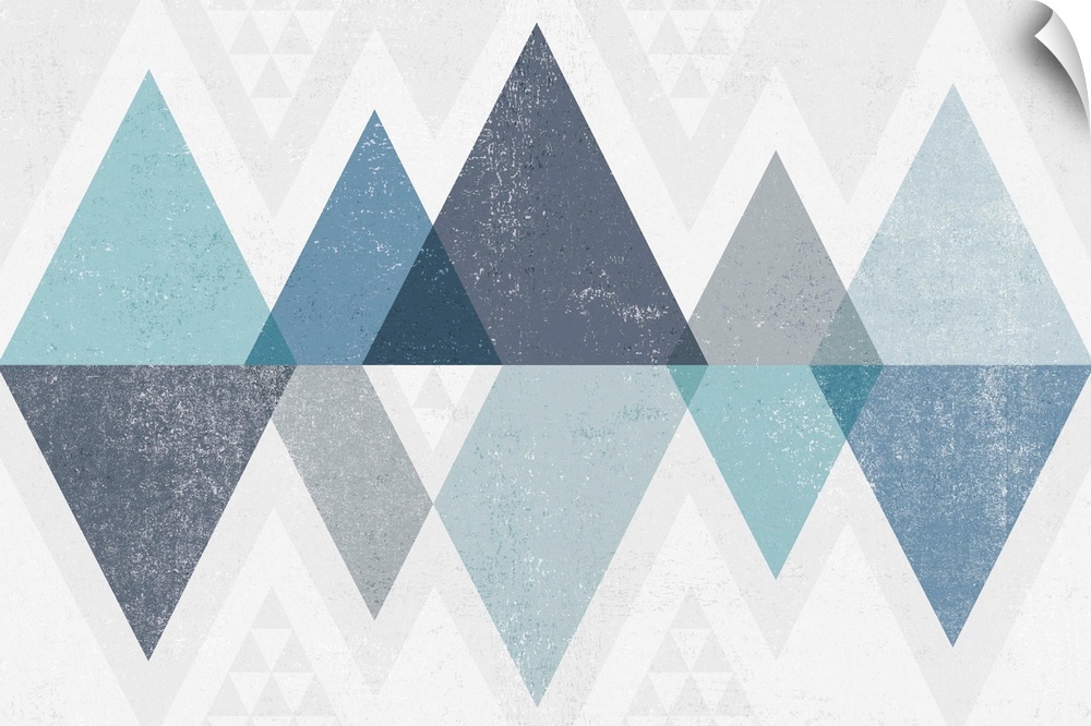 Abstract geometric artwork of a triangle design in cool blue.