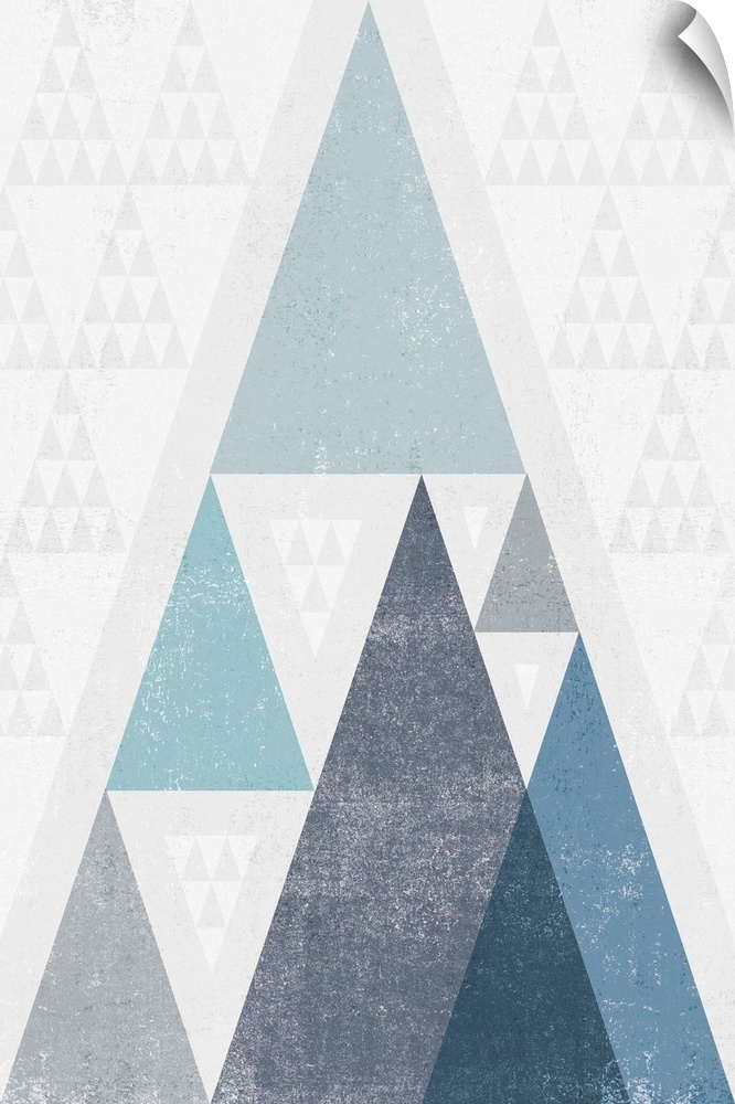 Abstract artwork with a triangle design in cool blue tones.
