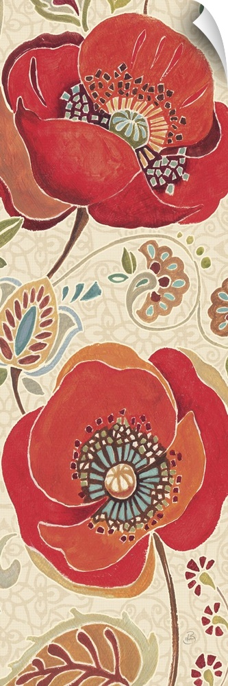 Contemporary painting of flowers close-up in the frame of the image.