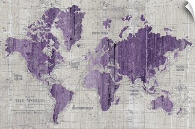 Old World Map Purple Gray
