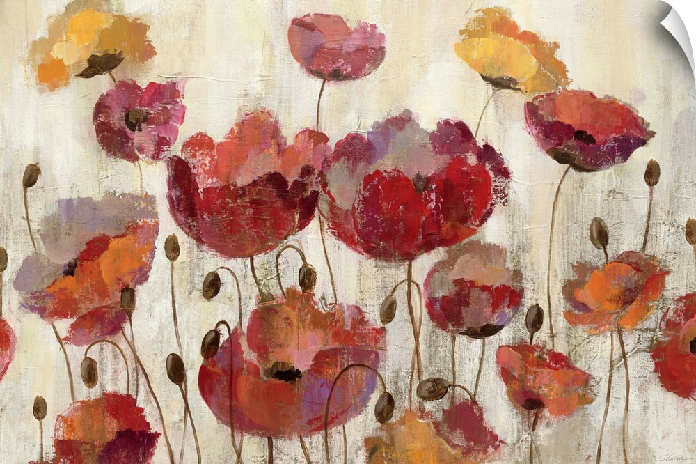 Rustic color and texture make this watercolor painting of flowers a addition to any home.