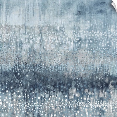 Rain Abstract IV Blue Silver