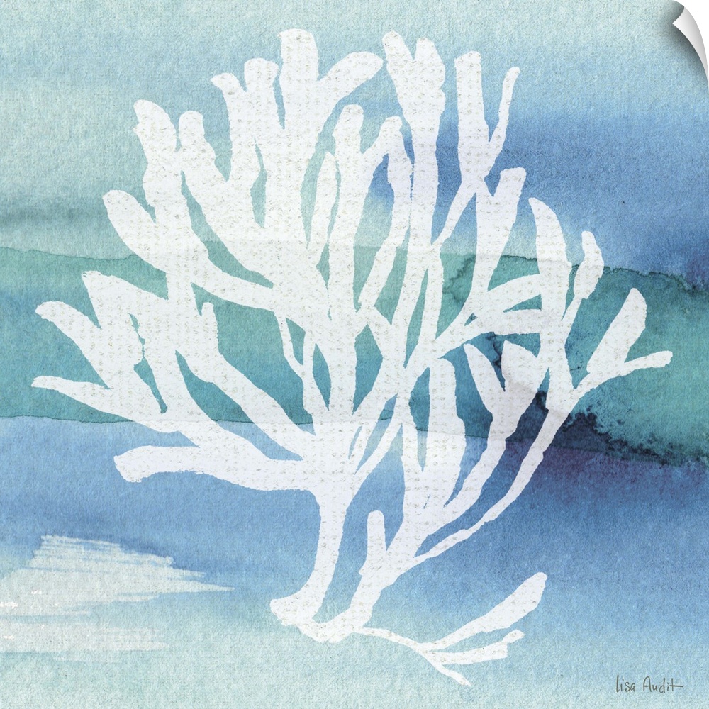 Contemporary watercolor artwork of a coral silhouette.