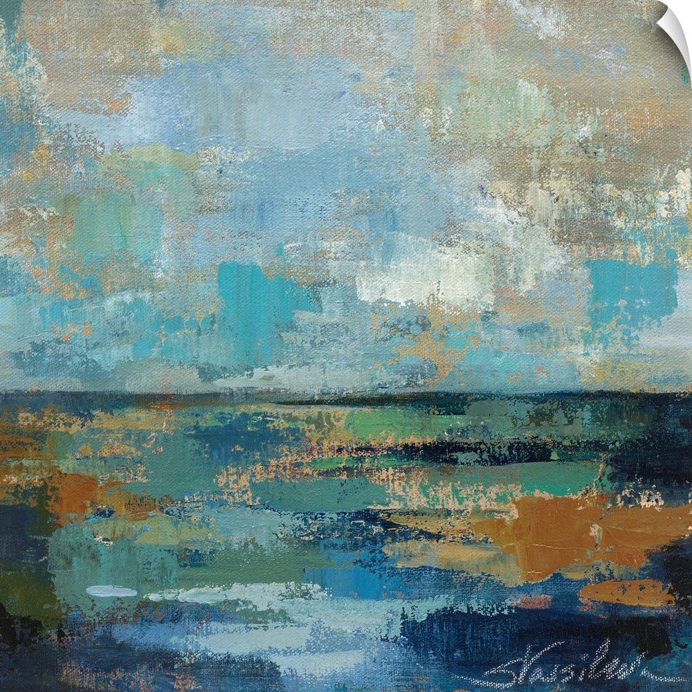 Contemporary painting of the horizon where the ocean meets the sky.