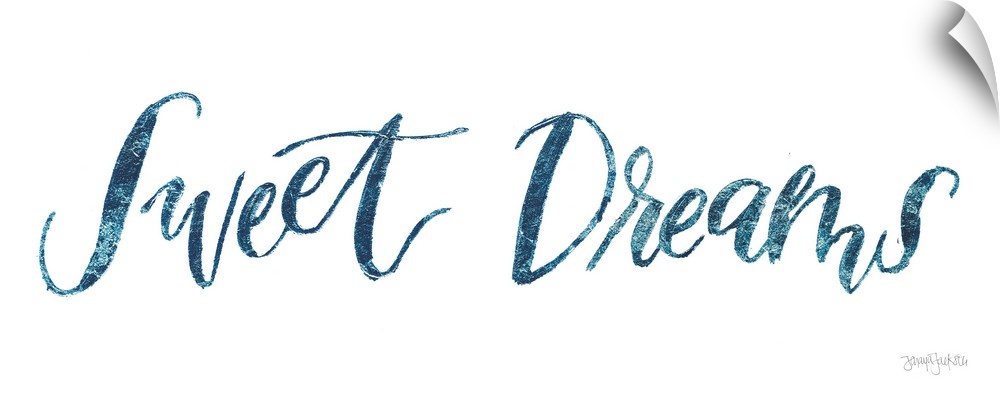 "Sweet Dreams" handwritten in blue on a white background.