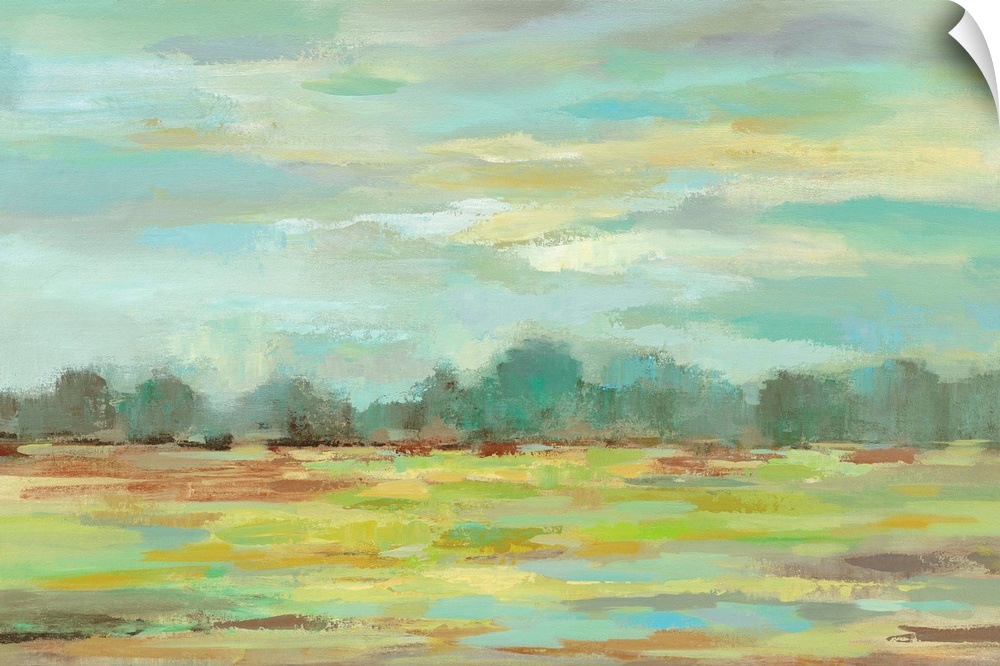 Contemporary landscape painting using a variety of vibrant colors.