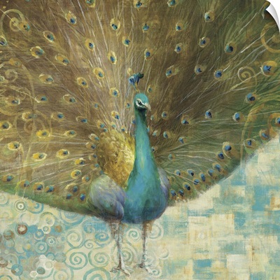 Teal Peacock on Gold