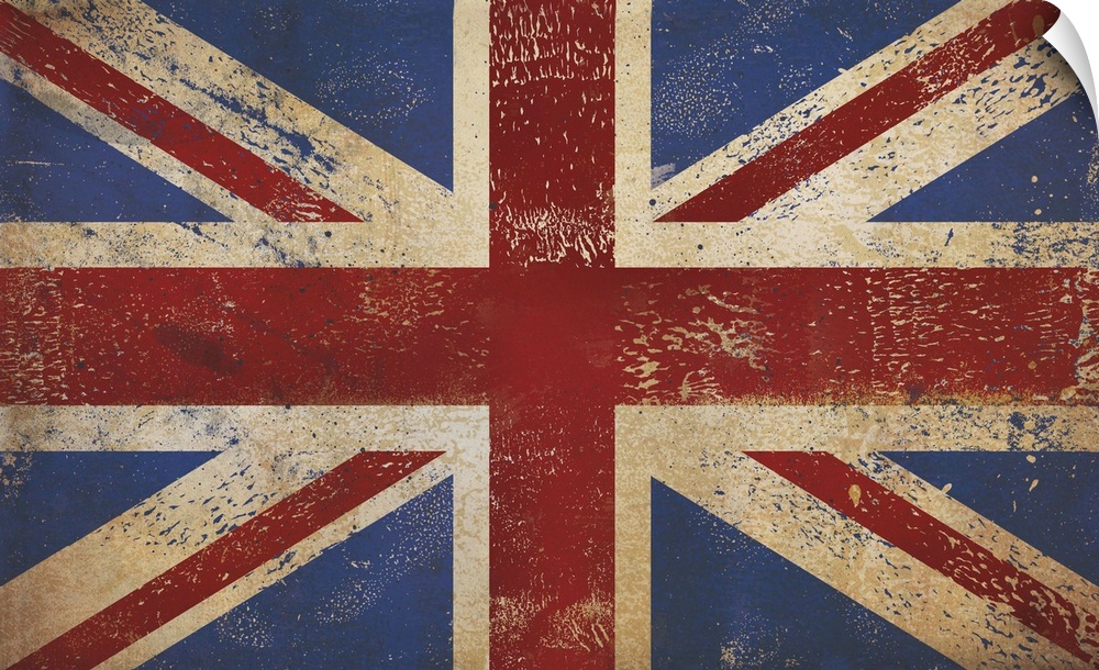 A painting of the Union Jack flag looking distressed.