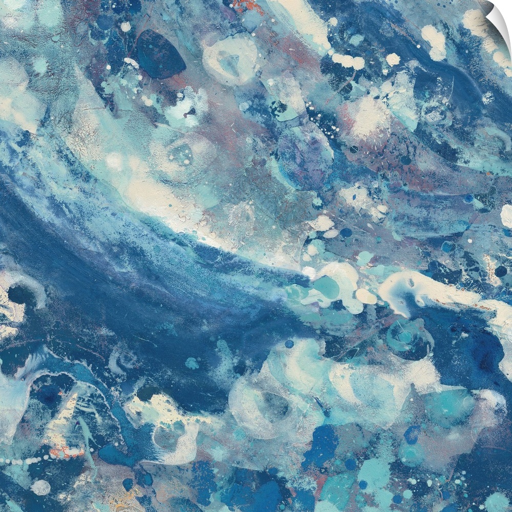 Contemporary abstract painting resembling crashing ocean waves.