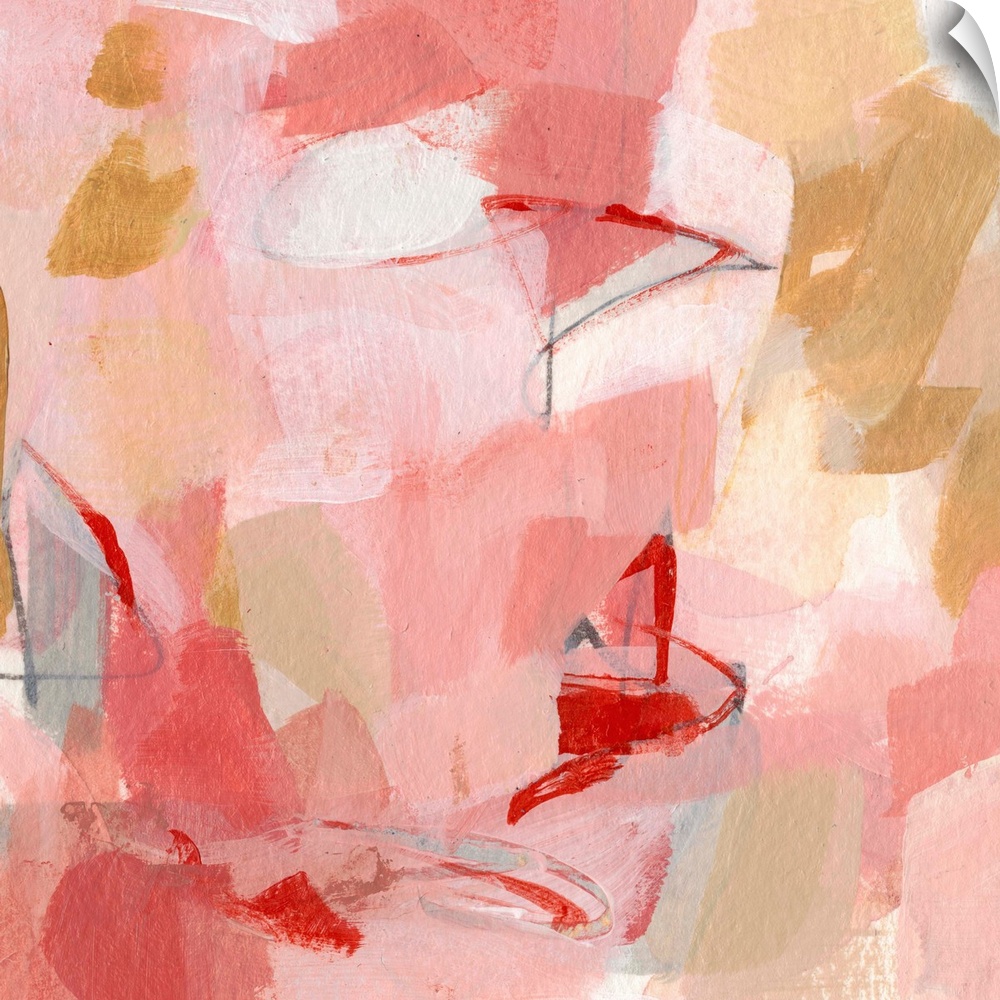 Contemporary abstract painting using pink tones.
